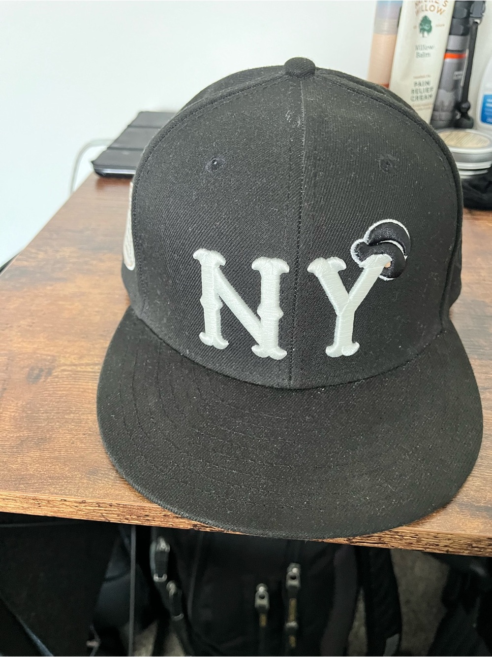 Black New York Yankees Fitted Ball Cap - 7 1/2 size.